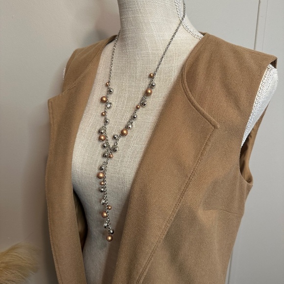 Long Tan Blazer Vest - Picture 1 of 5
